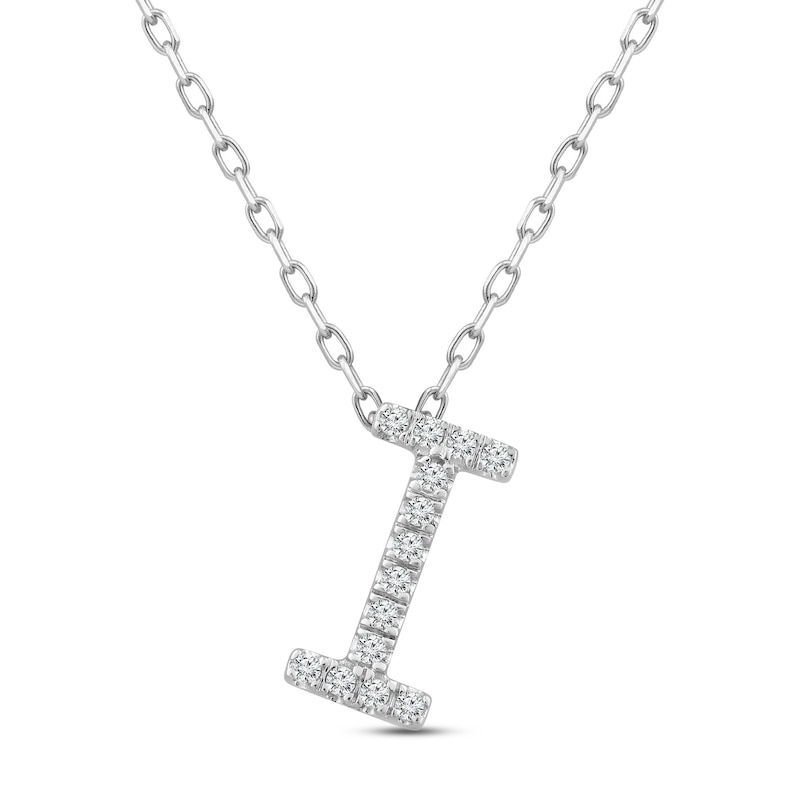 Main Image 1 of Diamond Letter I Necklace 1/15 ct tw Round-cut Sterling Silver 18&quot;
