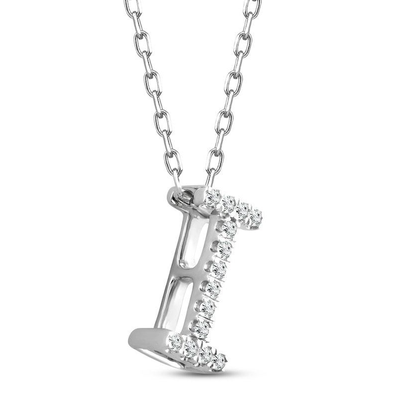 Diamond Letter I Necklace 1/15 ct tw Round-cut Sterling Silver 18"