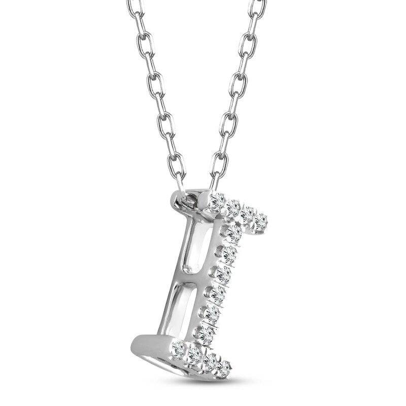 Main Image 2 of Diamond Letter I Necklace 1/15 ct tw Round-cut Sterling Silver 18&quot;