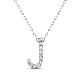 Diamond Letter J Necklace 1/15 ct tw Round-cut Sterling Silver 18"