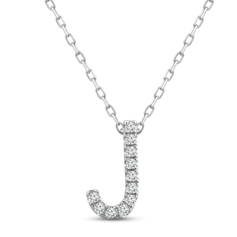Main Image 1 of Diamond Letter J Necklace 1/15 ct tw Round-cut Sterling Silver 18&quot;