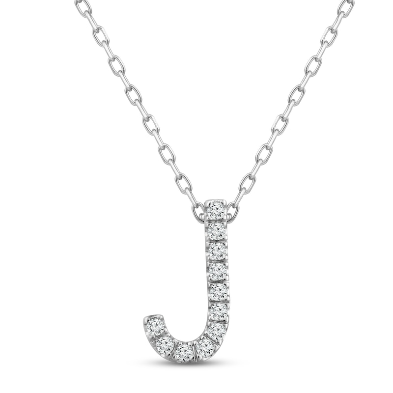 Diamond Letter T Necklace 1/15 ct tw Round-cut Sterling Silver 18