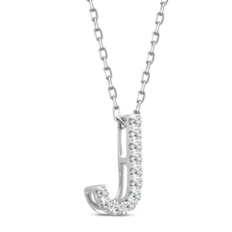 Main Image 2 of Diamond Letter J Necklace 1/15 ct tw Round-cut Sterling Silver 18&quot;