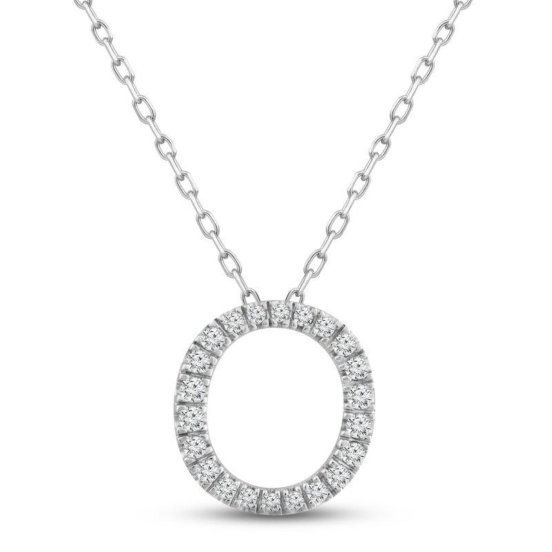 Main Image 1 of Diamond Letter O Necklace 1/8 ct tw Round-cut Sterling Silver 18&quot;
