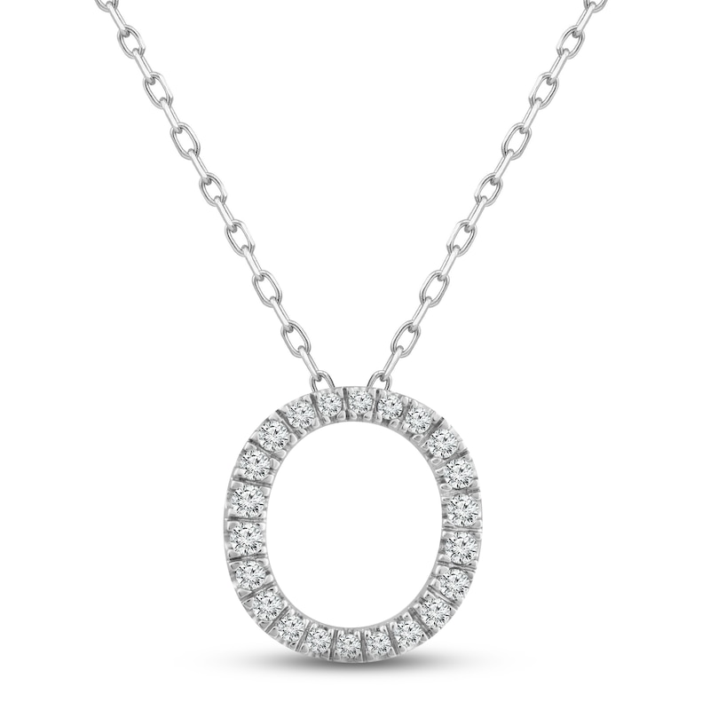 Diamond Letter O Necklace 1/8 ct tw Round-cut Sterling Silver 18"