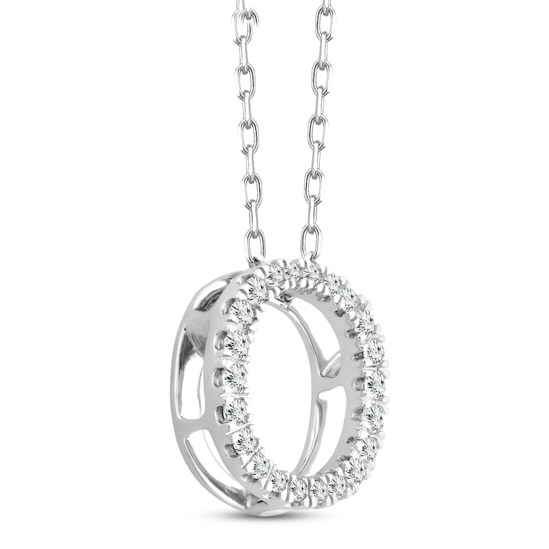 Diamond Letter O Necklace 1/8 ct tw Round-cut Sterling Silver 18"