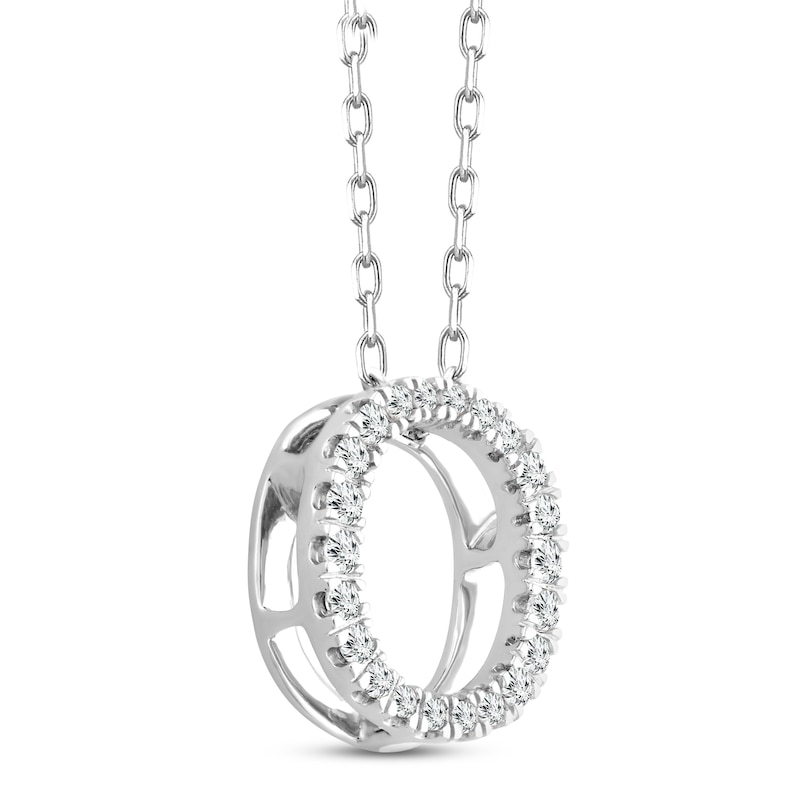 Main Image 2 of Diamond Letter O Necklace 1/8 ct tw Round-cut Sterling Silver 18&quot;