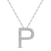 Thumbnail Image 1 of Diamond Letter P Necklace 1/10 ct tw Round-cut Sterling Silver 18&quot;