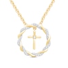 Thumbnail Image 0 of Circle of Gratitude Diamond Cross Necklace 1/10 ct tw Round-cut 10K Yellow Gold