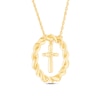 Thumbnail Image 3 of Circle of Gratitude Diamond Cross Necklace 1/10 ct tw Round-cut 10K Yellow Gold