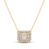 Thumbnail Image 1 of Diamond Necklace 1/5 ct tw Baguette & Round-cut 10K Yellow Gold 17&quot;