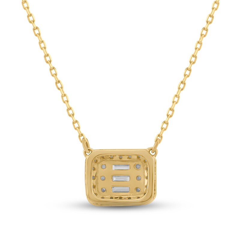 Main Image 3 of Diamond Necklace 1/5 ct tw Baguette & Round-cut 10K Yellow Gold 17&quot;