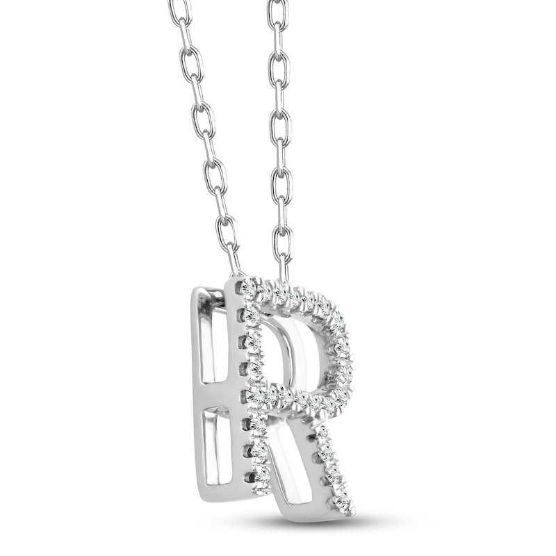 Main Image 2 of Diamond Letter R Necklace 1/8 ct tw Round-cut Sterling Silver 18&quot;