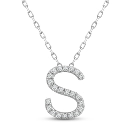 Diamond Letter S Necklace 1/10 ct tw Round-cut Sterling Silver 18"