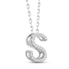 Thumbnail Image 2 of Diamond Letter S Necklace 1/10 ct tw Round-cut Sterling Silver 18&quot;