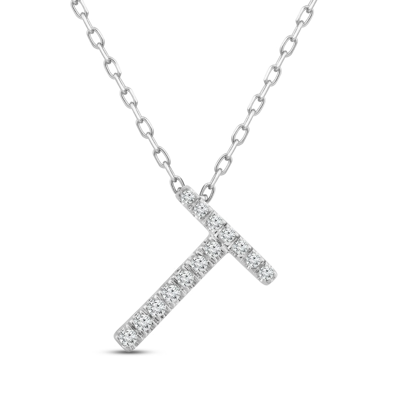 Diamond Letter T Necklace 1/15 ct tw Round-cut Sterling Silver 18"
