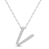 Thumbnail Image 1 of Diamond Letter V Necklace 1/10 ct tw Round-cut Sterling Silver 18&quot;
