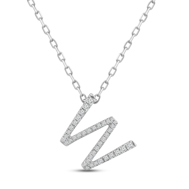 Main Image 1 of Diamond Letter W Necklace 1/8 ct tw Round-cut Sterling Silver 18&quot;
