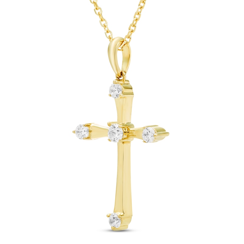 Main Image 2 of Diamond Cross Necklace 1/5 ct tw Round-cut 10K Yellow Gold 18&quot;