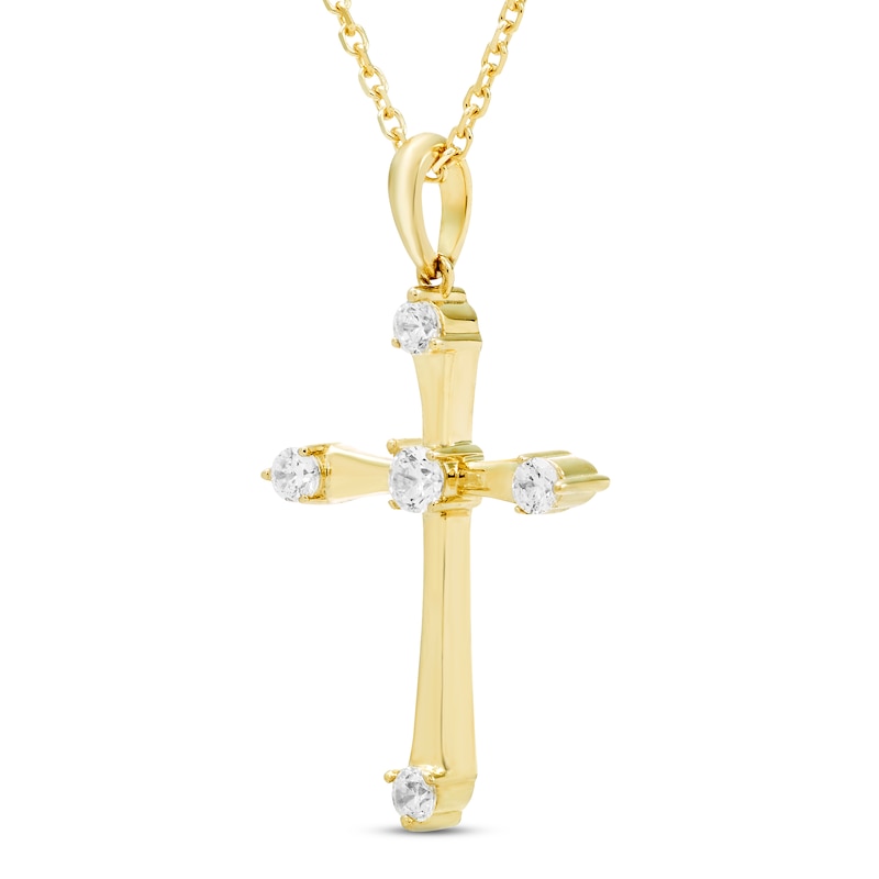 Diamond Cross Necklace 1/5 ct tw Round-cut 10K Yellow Gold 18"