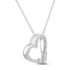 Thumbnail Image 2 of Diamond Heart Necklace 1/4 ct tw Round & Princess-cut 10K White Gold 18&quot;