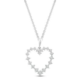 Diamond Heart Necklace 1/3 ct tw Princess & Round-cut 10K White Gold 18"