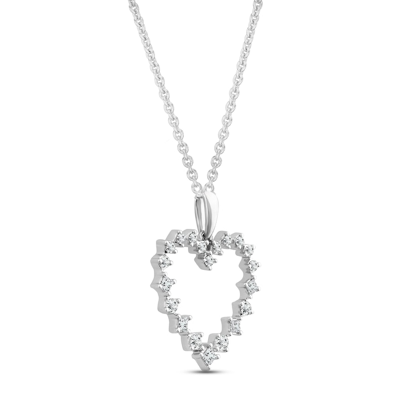Main Image 2 of Diamond Heart Necklace 1/3 ct tw Princess & Round-cut 10K White Gold 18&quot;