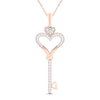 Thumbnail Image 1 of Diamond Heart Key Necklace 1/4 ct tw Round-cut 10K Rose Gold 19&quot;