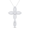 Thumbnail Image 0 of Diamond Cross Necklace 1/3 ct tw Baguette & Round-cut Sterling Silver 19"