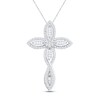 Thumbnail Image 1 of Diamond Cross Necklace 1/3 ct tw Baguette & Round-cut Sterling Silver 19&quot;
