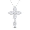 Thumbnail Image 0 of Diamond Cross Necklace 1/3 ct tw Baguette & Round-cut Sterling Silver 19"