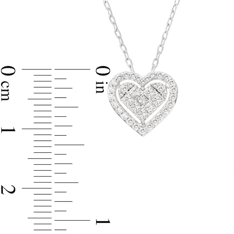 Main Image 2 of Diamond Heart Necklace 1/3 ct tw Round & Princess-cut 10K White Gold 18&quot;