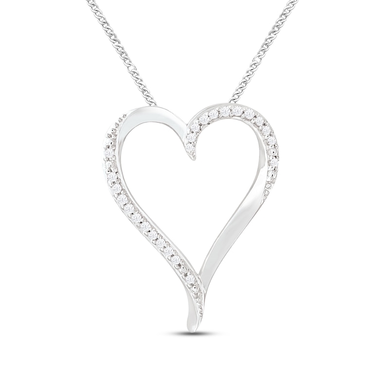 Main Image 1 of Diamond Twist Heart Necklace 1/15 ct tw Round-cut Sterling Silver 19&quot;