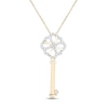 Diamond Key Necklace 1/4 ct tw Round-cut 10K Yellow Gold 19"