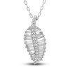 Thumbnail Image 0 of Diamond Leaf Necklace 1/3 ct tw Baguette & Round-cut 10K White Gold 18"