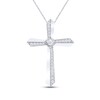 Thumbnail Image 1 of Diamond Cross Necklace 1/6 ct tw Round-cut 10K White Gold 19&quot;