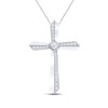 Thumbnail Image 0 of Diamond Cross Necklace 1/6 ct tw Round-cut 10K White Gold 19"