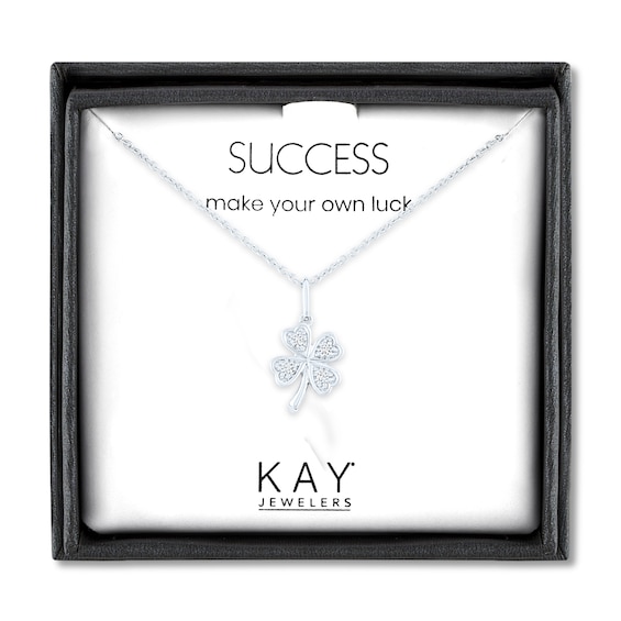 Diamond Clover Necklace Sterling Silver 18"