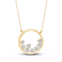 Diamond Circle Heart Necklace 1/6 ct tw Round-cut 10K Yellow Gold 18"
