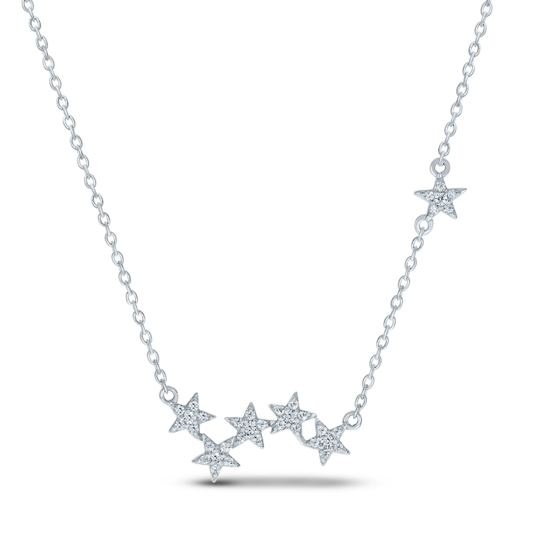 Main Image 1 of Diamond Star Necklace 1/5 ct tw Round-cut 10K White Gold 18&quot;