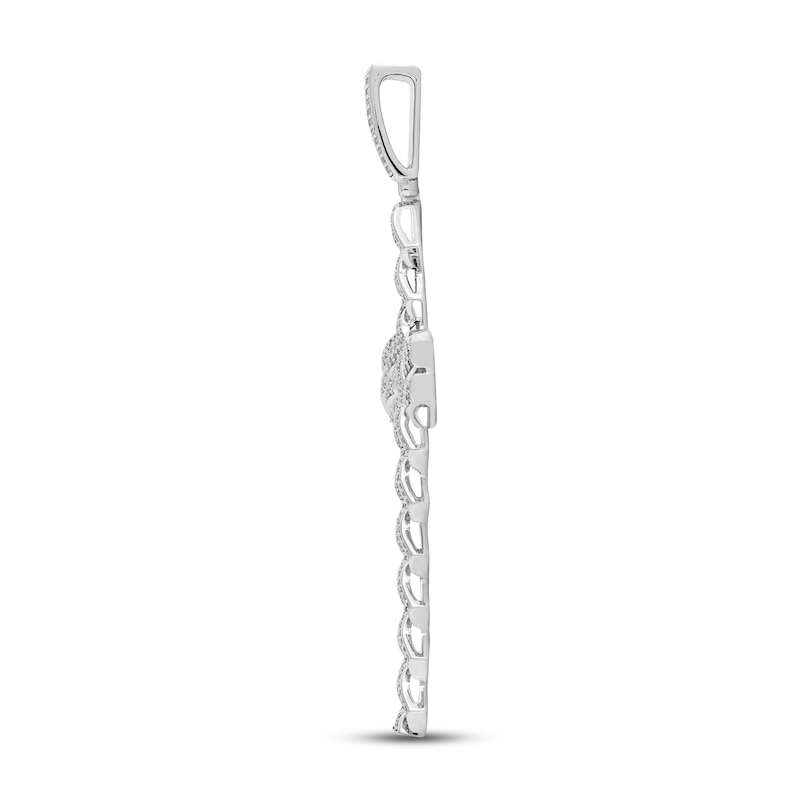 Men's Diamond Cross Curb Pendant 1-1/2 ct tw Round-cut 10K White Gold