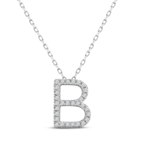Diamond Letter B Necklace 1/8 ct tw Round-cut Sterling Silver 18"
