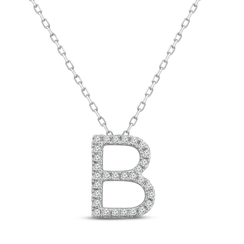 Diamond Letter B Necklace 1/8 ct tw Round-cut Sterling Silver 18