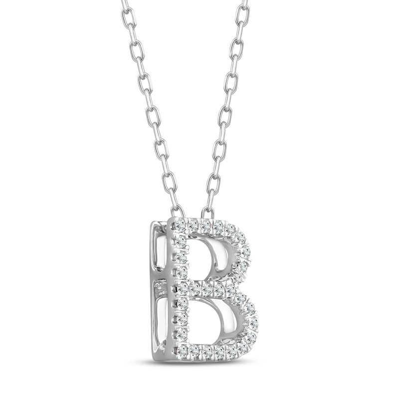 Main Image 2 of Diamond Letter B Necklace 1/8 ct tw Round-cut Sterling Silver 18&quot;