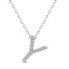 Thumbnail Image 1 of Diamond Letter Y Necklace 1/15 ct tw Round-cut Sterling Silver 18&quot;