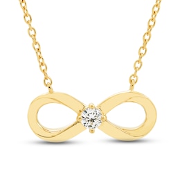 Diamond Infinity Necklace 1/10 ct tw Round-cut 10K Yellow Gold 18"