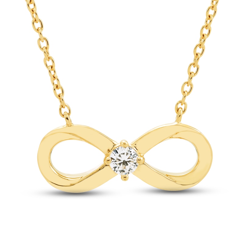 Main Image 1 of Diamond Infinity Necklace 1/10 ct tw Round-cut 10K Yellow Gold 18&quot;