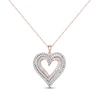 Diamond Heart Necklace 1 ct tw Round & Baguette-cut 10K Two-Tone Gold 18"