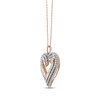 Diamond Heart Necklace 1 ct tw Round & Baguette-cut 10K Two-Tone Gold 18"