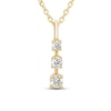 Thumbnail Image 1 of Diamond Three-Stone Dangle Necklace 1/6 ct tw Round-cut 10K Yellow Gold 18&quot;